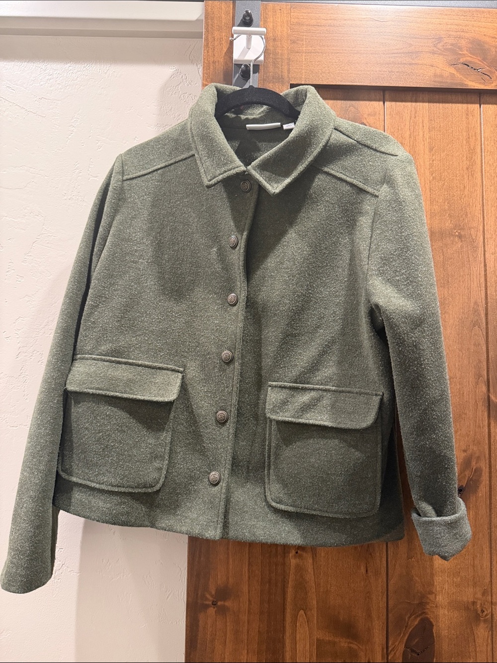 croft & barrow Olive Green Wool-Blend Pea Coat